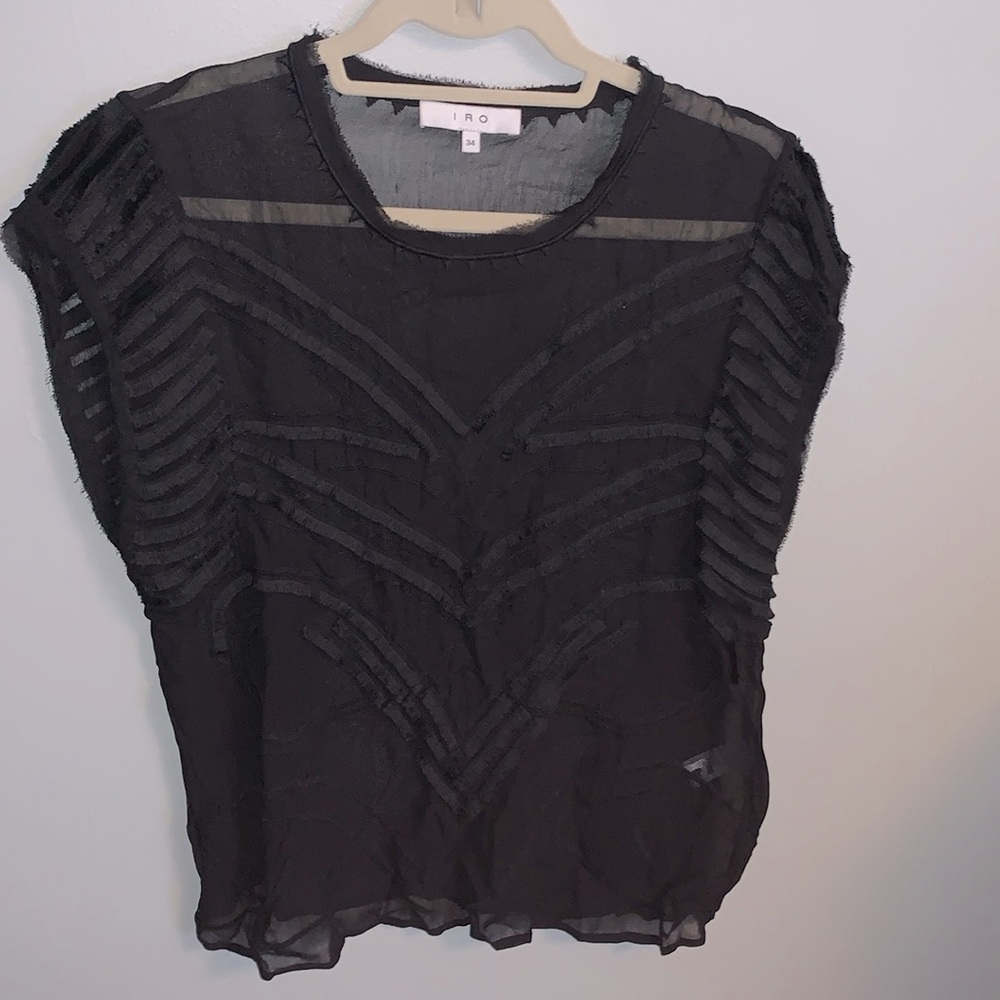 IRO Lana sheer embroider fringe detail blouse
